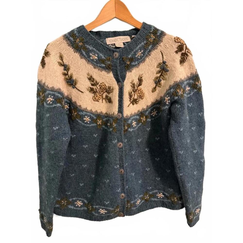 Women’s Vintage Nordic Traders Cardigan Sweater Sz Large